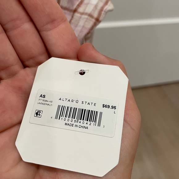 NWT Altar'd State Pink Plaid Button-Up Top - Picture 5 of 6